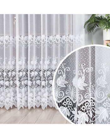 Firana żakardowa na taśmie wave z roślinnym wzorem pasowym, wysokość do 240 cm - szyta na wymiar