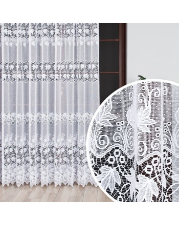 Firana żakardowa na fleksach z roślinnym wzorem, wysokość do 230 cm - szyta na wymiar