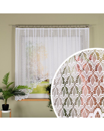 Firanka do kuchni, gotowa żakardowa, ażurowy wzór, kolor biały, kilka rozmiarów, Faustyna