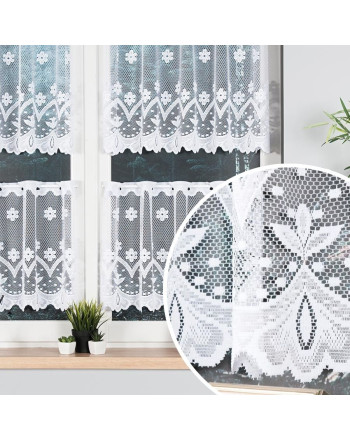 Zazdrostka żakardowa do kuchni z motywem kwiatowym, oferowana w kilku wysokościach - sprzedawana na metry