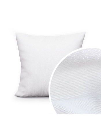 Biała poszewka dekoracyjna wodoodporna z lurexem Emma 40x40 cm, zapinana na kryty zamek błyskawiczny ze zbliżeniem struktury tkaniny