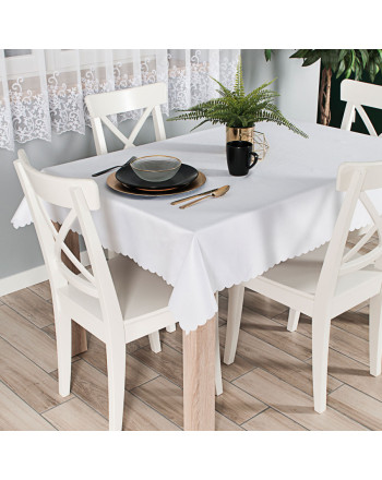 Biały obrus wodoodporny gotowy, wykończony chmurką,, Alisa, OSIEM rozmiarów