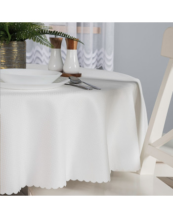 Obrus wodoodporny, okrągły, kolor kremowy, średnica 160 cm, Alisa