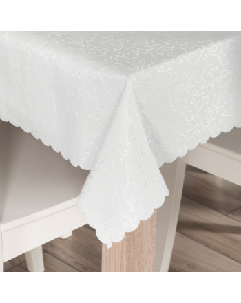 Gotowy prostokątny obrus z tkaniny wodoodpornej, kolor jasnokremowy, kilka rozmiarów, Flora