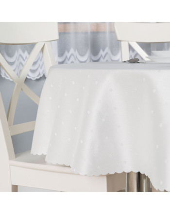 Okrągły obrus wodoodporny, kolor kremowy, średnica 160 cm, Aniela
