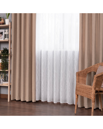 Miękka gotowa zasłona na przelotkach, kolor beżowy, rozmiar 140x250cm, Idalia