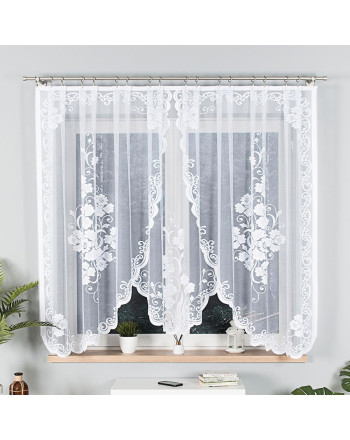 Firanka żakardowa gotowa, kolor biały, wysokość 160 cm, szerokość 320 i 400 cm, Fuksja 