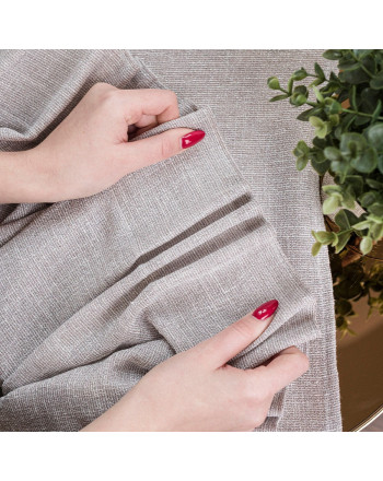 Dekoracyjna zasłonka z zagęszczanej siateczki z błyszczącą nicią, na taśmie marszczącej, kolor popielaty, rozmiar 145x245 cm, Mirella