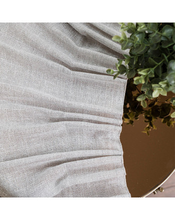 Dekoracyjna zasłonka z zagęszczanej siateczki z błyszczącą nicią, na taśmie marszczącej, kolor srebrzysty, rozmiar 145x245 cm, Mirella