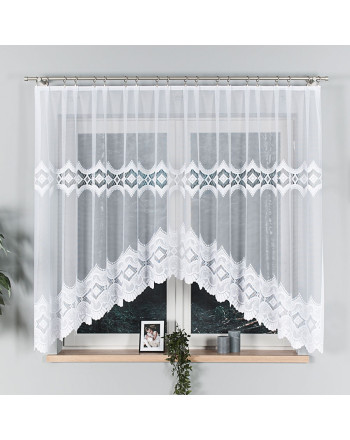 Firanka żakardowa gotowa, kolor biały, szerokość od 250 do 300 cm, wysokość od 120 do 160 cm, Lucyna