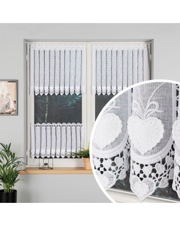 Zazdrostka haftowana panelowa na batyście, kolor biały, wysokość 45 cm lub 60 cm, 015552 - sprzedawana na metry