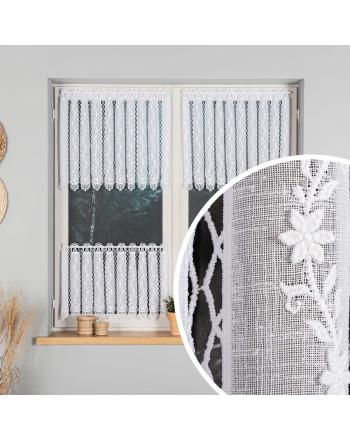 Zazdrostka haftowana panelowa na batyście, kolor biały, wysokość 45 lub 60 cm, 015589 - sprzedawana na metry