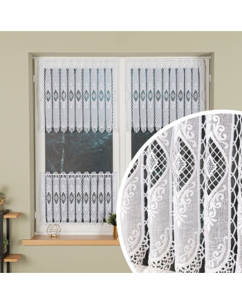 Panelowa zazdrostka haftowana na batyście, kolor biały, dostępna w 2 wysokościach - sprzedawana na metry