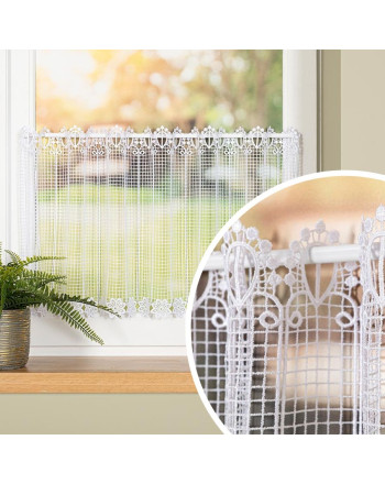 Zazdrostka gipiurowa ze wzorem pasowym, kolor biały, dostępna w kilku wysokościach - sprzedawana na metry