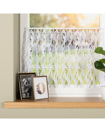 Zazdrostka gipiurowa ze wzorem o liściastym splocie, kolor biały, oferowana w kilku wysokościach - sprzedawana na metry
