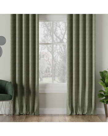 Nowoczesna zasłona Milas na fleksach kolor szarozielony