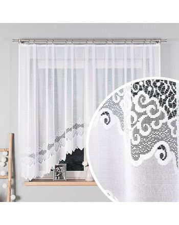 Gotowa firanka żakardowa ze wzorem geometrycznym, oferowana w dwóch rozmiarach: 250x120 i 300x160 cm, Modesta