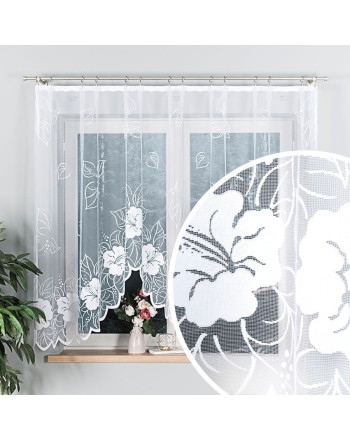 Firanka żakardowa gotowa z dużymi kwiatami, szerokość od 300 do 500 cm, wysokość 160 cm, Gracjana