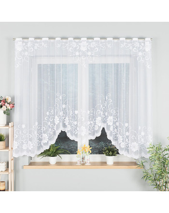 Firanka żakardowa gotowa krótka do kuchni z otworami na drążek karnisza 300x160 cm Teresa