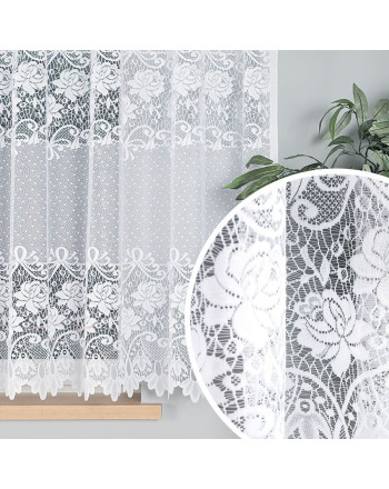 Firanka żakardowa gotowa z kwiatowym wzorem, wysokość 160 cm, szerokość od 300 do 600 cm, Demetria