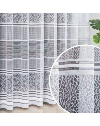 Firanka żakardowa z pasowym wzorem ażurowym, kolor szary, wysokość 250 - sprzedawana na metry