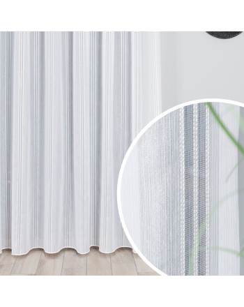 Błyszcząca firana z pionowymi paskami na taśmie wave, kolor biały, wysokość do  290 cm - szyta na wymiar 