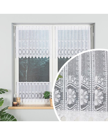 Zazdrostka żakardowa panelowa, kolor biały, dostępna w 2 wysokościach - sprzedawana na metry