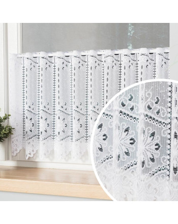Biała panelowa zazdrostka żakardowa, wysokość 40 cm, 018533 - sprzedawana na metry