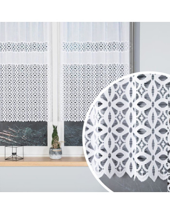 Zazdrostka żakardowa z ażurowym wzorem pasowym, kolor biały,  wysokość 110 cm,018869 - sprzedawana na metry