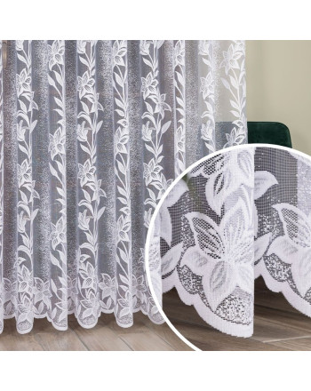 Firanka żakardowa ze wzorem po całości, kolor biały, wysokość 250 cm, 018893 - sprzedawana na metry