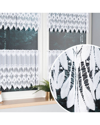 Zazdrostka żakardowa z ażurowym wzorem, kolor biały, oferowana w kilku wysokościach, Felicja - sprzedawana na metry