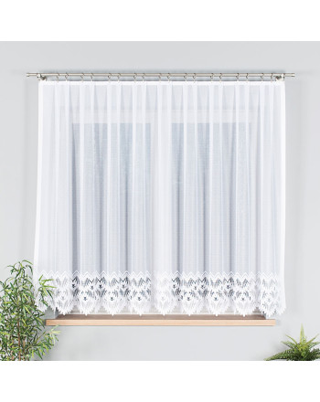 Firanka żakardowa gotowa Felicja ze wzorem na samym dole, kolor biały, wysokość 160 cm, szerokość 300 i 400 cm, Felicja