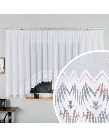 Krótka firanka do salonu żakardowa gotowa ze wzorem na samym dole dwa rozmiary Felicja