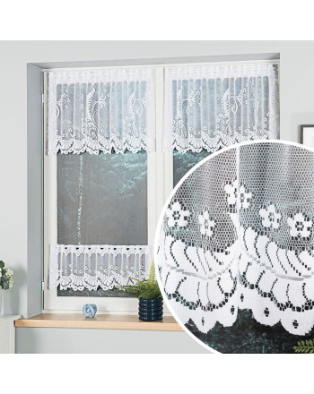 Zazdrostka żakardowa z ozdobnym dołem oraz roślinnym wzorem, oferowana w dwóch wysokościach, 019245 - sprzedawana na metry