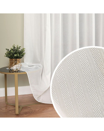 Firana wykonana z delikatnie błyszczącej przędzy z ołowianką, na przelotkach, kolor biały, wysokość do 270 cm, Jodełka - szyta na wymiar