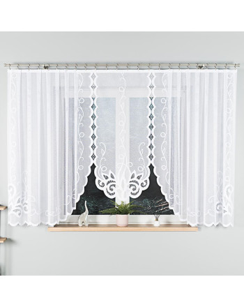Firanka żakardowa gotowa, kolor biały, szerokość od 300 do 400 cm, wysokość od 120 do 160 cm, Ewelina