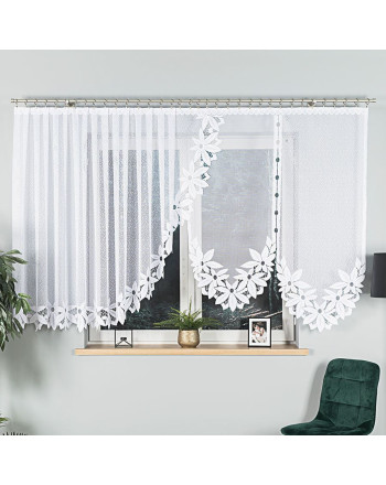 Firanka żakardowa, panelowa, gotowa do zawieszenia, kolor biały, oferowana w kilku rozmiarach,  Jadwiga