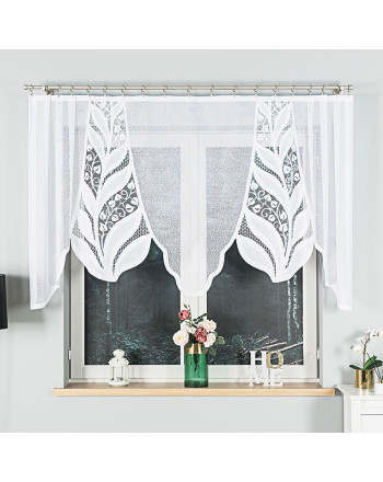 Krótka gotowa firanka żakardowa z rosnącym roślinnym motywem, oferowana w pięciu rozmiarach, Melania