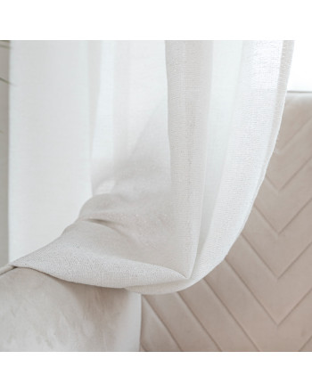 Dekoracyjna zasłonka z zagęszczanej siateczki z błyszczącą nicią, na taśmie marszczącej, kolor biały, rozmiar 145x245 cm, Mirella