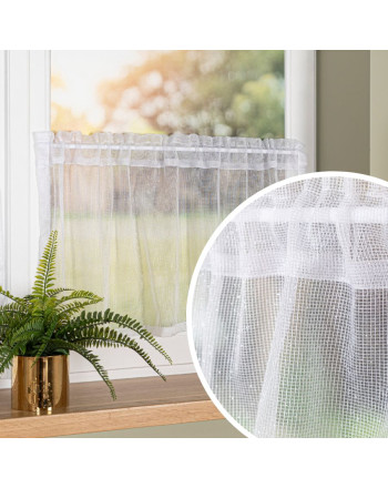 Gotowa zazdrostka do kuchni z błyszczącą przędzą, kolor biały, dostępna w 2 rozmiarach, Aurela