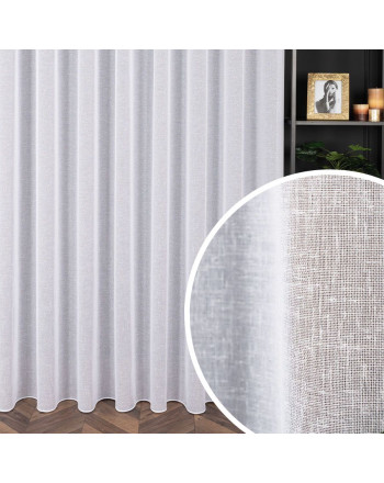 PREMIUM ALLURE Firanka wykończona ołowianką na taśmie wave, Petra, kolor biały, wysokość do 310 cm - szyta na wymiar
