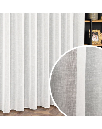 PREMIUM ALLURE Firanka wykończona ołowianką do szyny sufitowej, Petra, kolor off-white, wysokość do 310 cm - szyta na wymiar