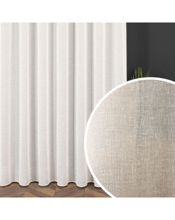 PREMIUM ALLURE Firanka wykończona ołowianką na przelotkach, Petra, kolor ecru, wysokość 300 cm - szyta na wymiar