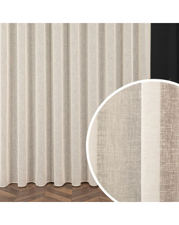 PREMIUM ALLURE Firana o strukturze płótna z ołowianką, kolor kremowy, na przelotkach, wysokość do 300 cm, Petra - szyta na wymiar