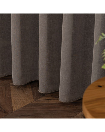 Szarobrązowa firanka na metry o strukturze płótna z ołowianką Allure, wysokość 320 cm