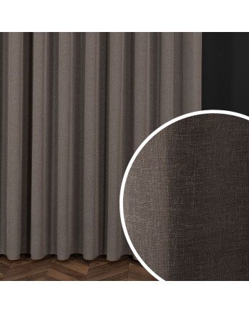 PREMIUM ALLURE Firanka wykończona ołowianką do szyny sufitowej, Petra, kolor szarobrązowy, wysokość do 310 cm - szyta na wymiar