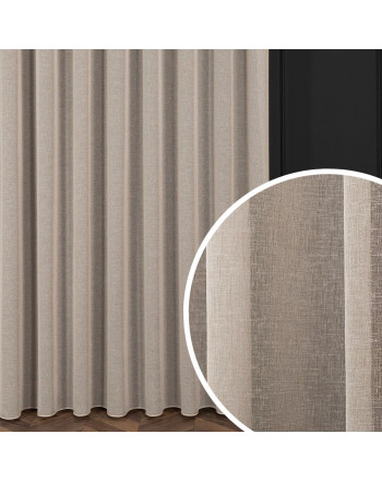 PREMIUM ALLURE Firanka wykończona ołowianką na taśmie wave, Petra, kolor chłodny beżowy, wysokość do 310 cm - szyta na wymiar