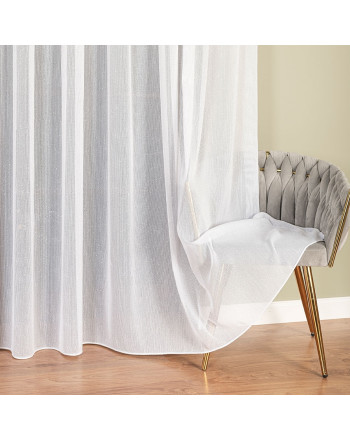 Długa firana do salonu z puszystą moherową siateczką wzbogacona połyskującą srebrną nicią, kolor biały, oferowana w dwóch wysokościach - sprzedawana na metry