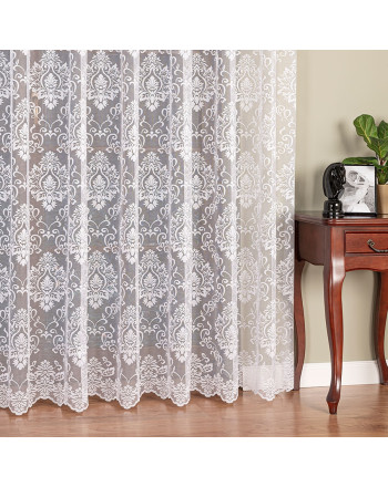 Długa firanka żakardowa na metry z ozdobną falą – wysokość 230, 240 lub 250 cm