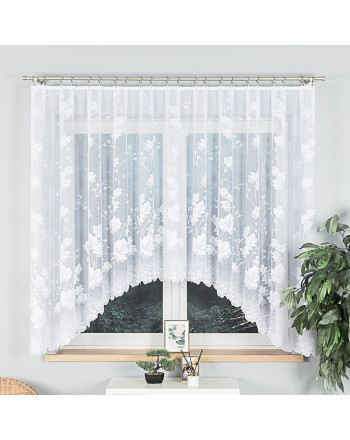 Krótka żakardowa firana gotowa ze wzorem w liście, wysokość 160 cm, szerokość 300 i 500 cm, Bożena